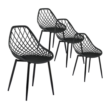 Gardeon 4 Piece Outdoor PP Dining Chairs Water and UV Resistant Black — Allure Home Collections