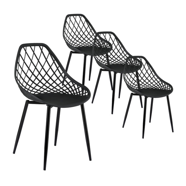 Gardeon 4 Piece Outdoor PP Dining Chairs Water and UV Resistant Black — Allure Home Collections