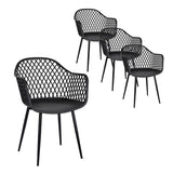 Gardeon 4 Piece Outdoor PP Dining Chairs Black Water and UV Resistant — Allure Home Collections