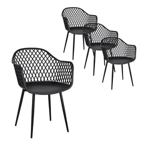 Crowdy Head black polypropylene outdoor dining chairs set of four