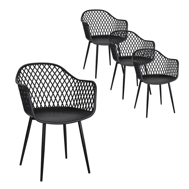 Gardeon 4 Piece Outdoor PP Dining Chairs Black Water and UV Resistant — Allure Home Collections