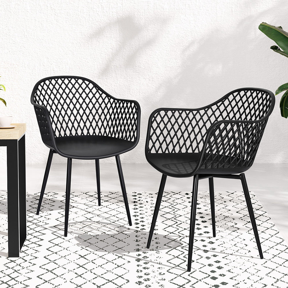 Gardeon 4 Piece Outdoor PP Dining Chairs Black Water and UV Resistant — Allure Home Collections