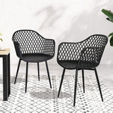 Gardeon 4 Piece Outdoor PP Dining Chairs Black Water and UV Resistant — Allure Home Collections