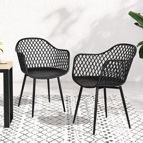 Gardeon 4 Piece Outdoor PP Dining Chairs Black Water and UV Resistant — Allure Home Collections
