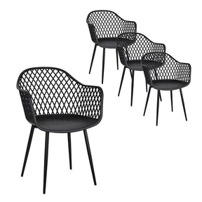 Mollymook Outdoor Dining Chair, Black 4pcs