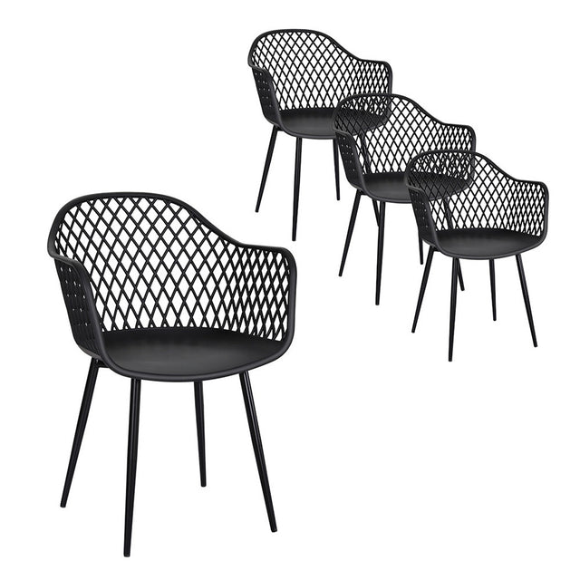 Mollymook Outdoor Dining Chair, Black 4pcs