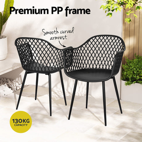 Mollymook Outdoor Dining Chair, Black 4pcs