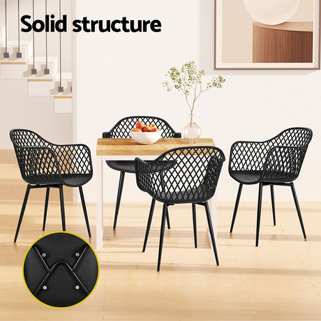 Mollymook Outdoor Dining Chair, Black 4pcs