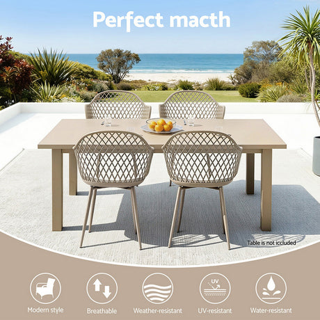 Mollymook Outdoor Dining Chair, Coffee 4pcs
