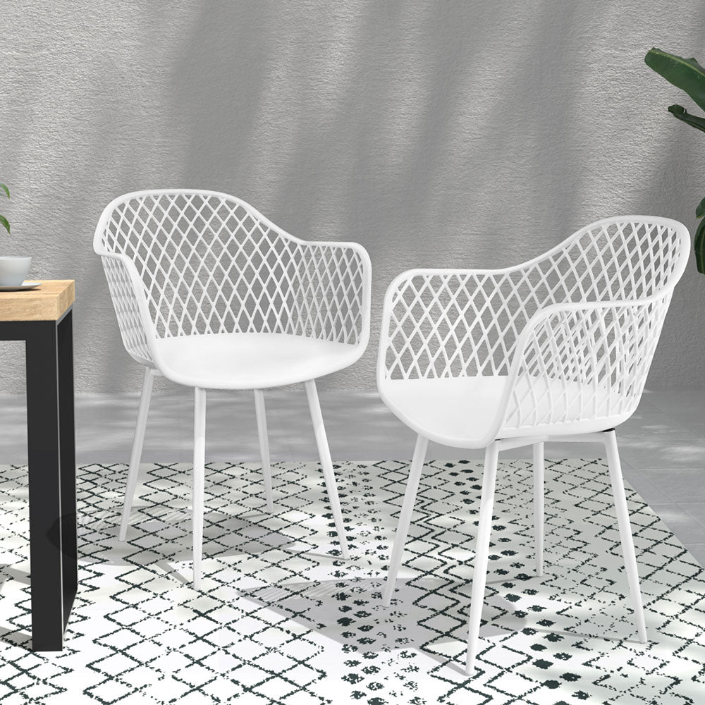 Gardeon 4 Piece Outdoor PP Dining Chairs White Contemporary — Allure Home Collections
