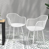 Gardeon 4 Piece Outdoor PP Dining Chairs White Contemporary — Allure Home Collections