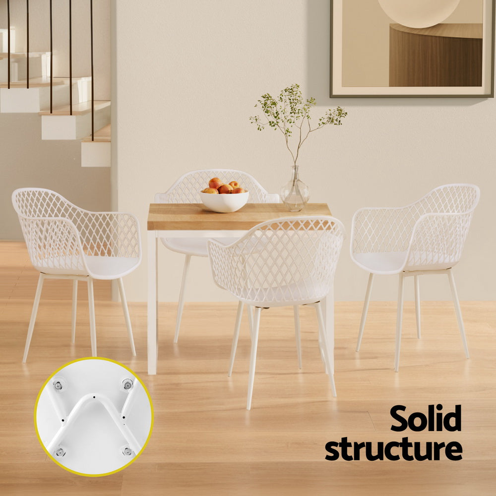 Gardeon 4 Piece Outdoor PP Dining Chairs White Contemporary — Allure Home Collections
