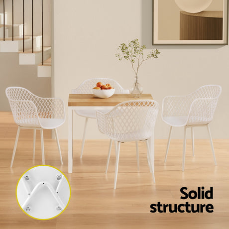 Gardeon 4 Piece Outdoor PP Dining Chairs White Contemporary — Allure Home Collections