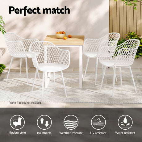 Mollymook Outdoor Dining Chair, White 4pcs