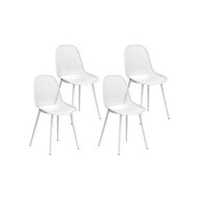 Hyams Beach set of four white polypropylene outdoor dining chairs on a patio