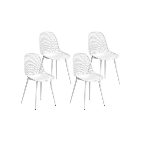 Hyams Beach set of four white polypropylene outdoor dining chairs on a patio