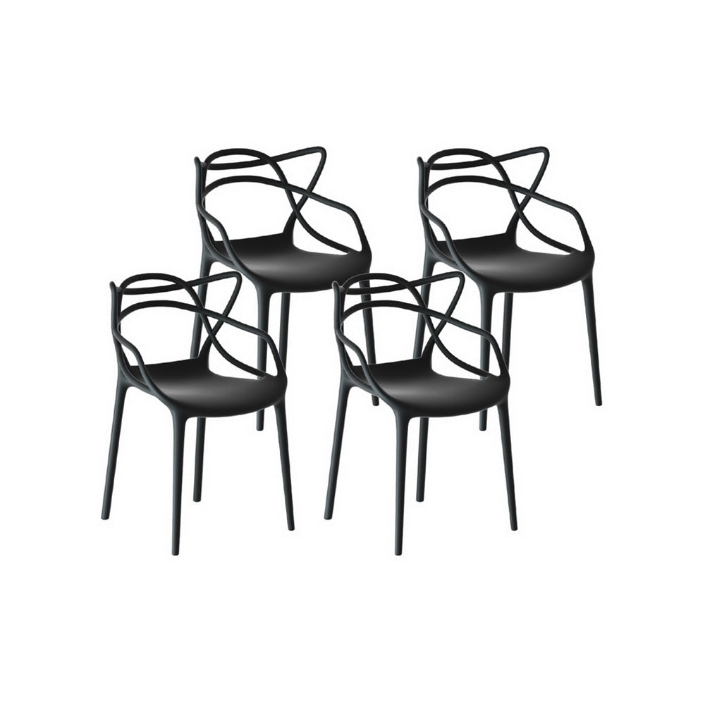 Twin Waters Outdoor Dining Chairs 4pcs, Black
