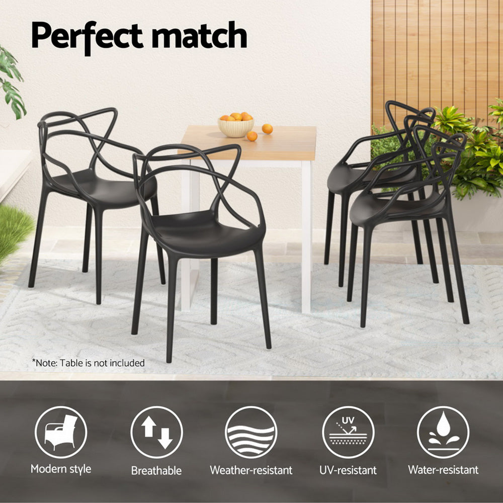 Twin Waters Outdoor Dining Chairs 4pcs, Black