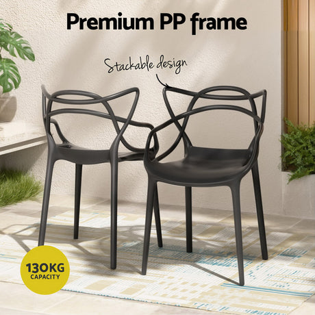 Twin Waters Outdoor Dining Chairs 4pcs, Black