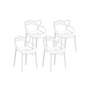 Kings Beach white polypropylene stackable outdoor dining chairs 4pcs on a balcony