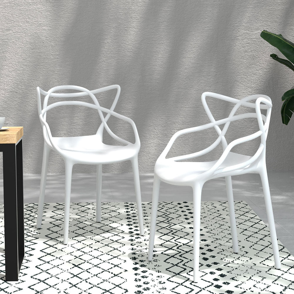 Gardeon 4 Piece Outdoor PP Dining Chairs Portable and Stackable White — Allure Home Collections