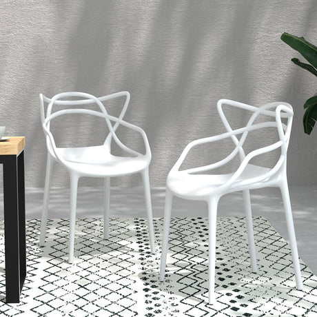 Gardeon 4 Piece Outdoor PP Dining Chairs Portable and Stackable White — Allure Home Collections