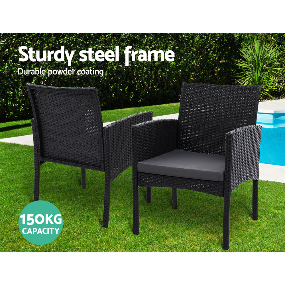 Depot Beach Rattan Dining Chair, Black 2pcs