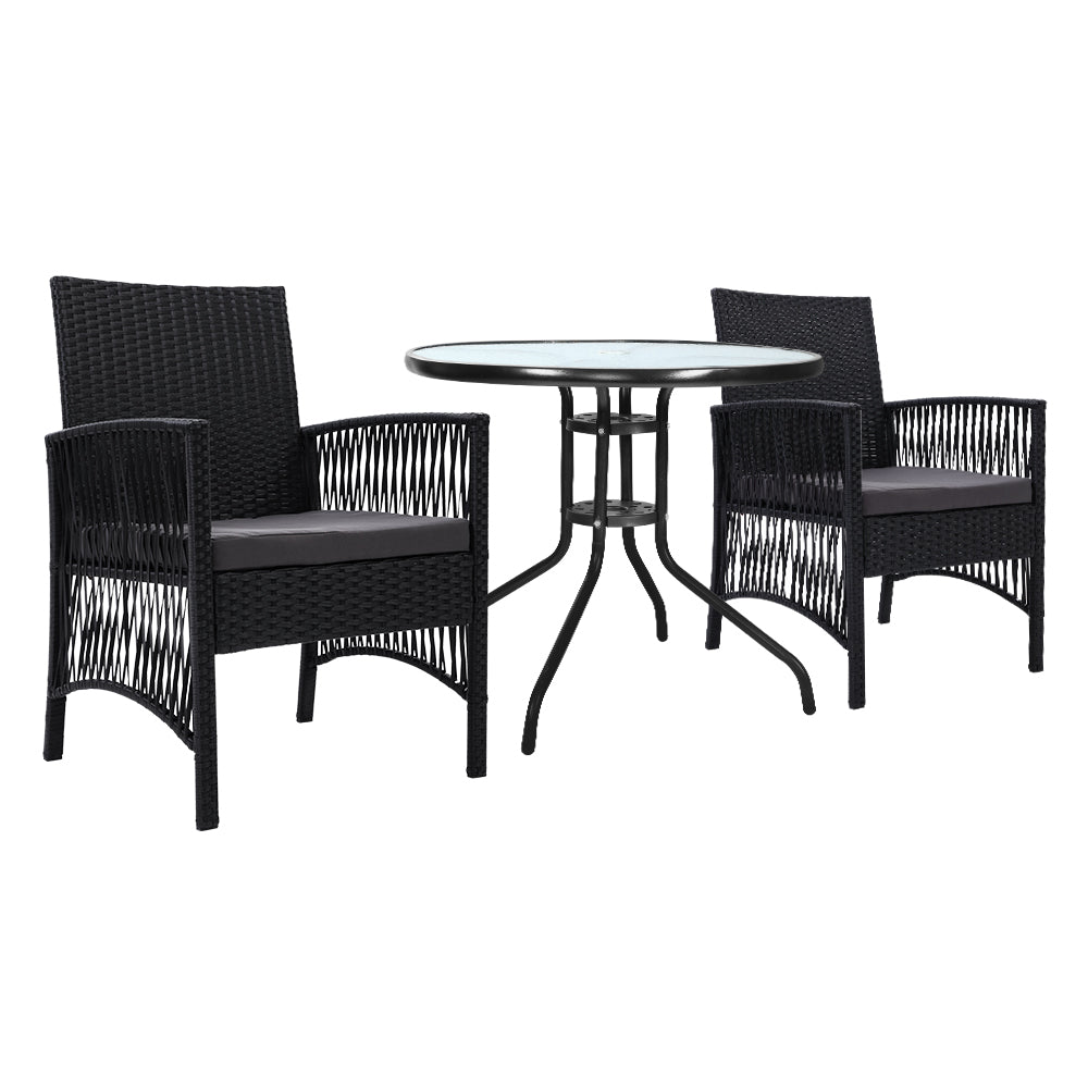 Sandgate 3 Piece Outdoor Dining Set, Black