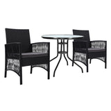 Sandgate 3 Piece Outdoor Dining Set, Black