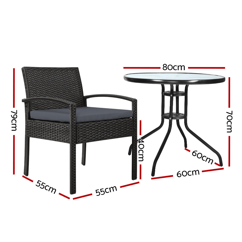 Scarness 3 Piece Bistro Set, Black