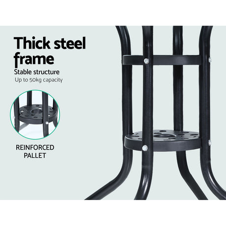 Rollingstone 3 Piece Bistro Set, Black