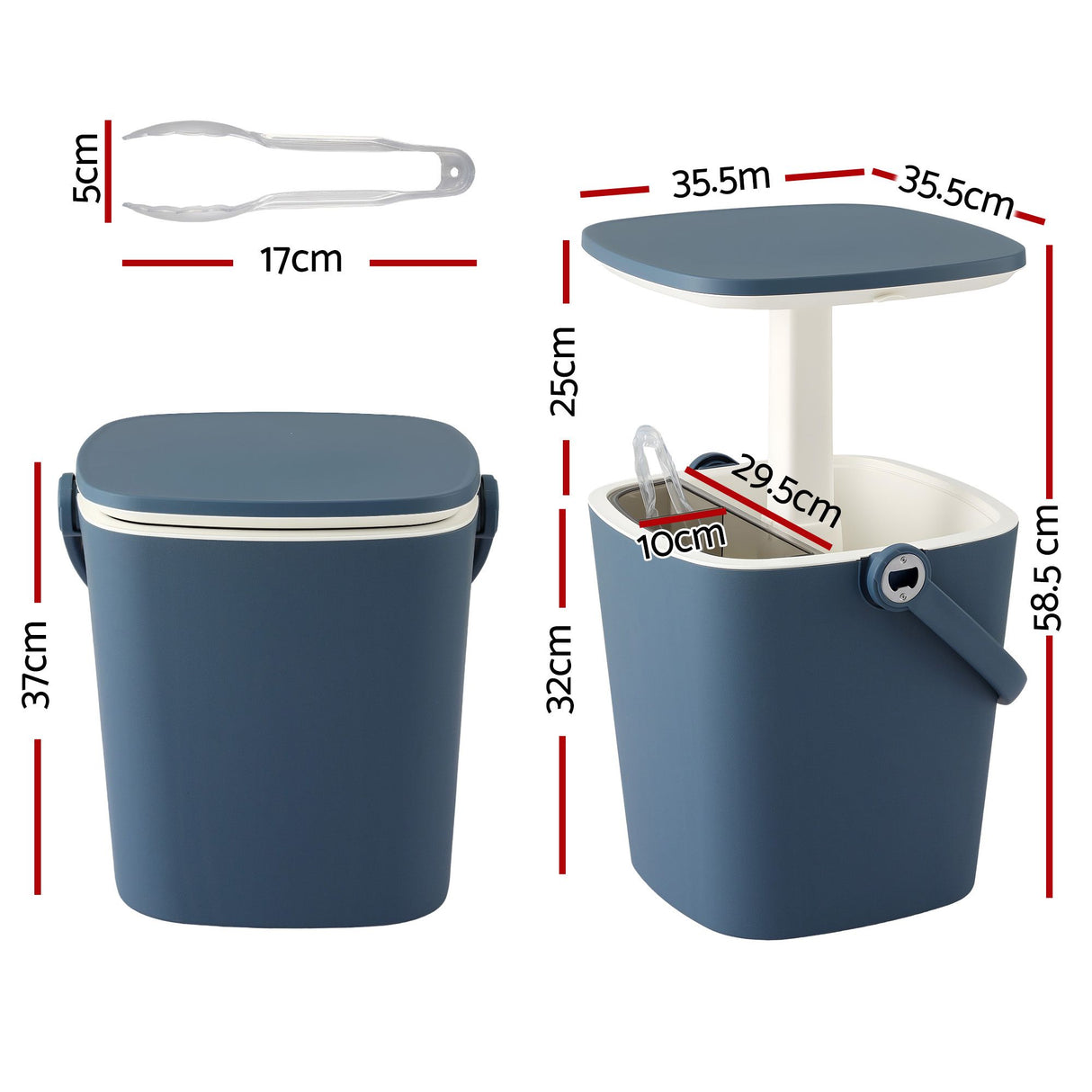 Goolwa 2 in 1 Ice Bucket Cooler Outdoor Bar Table, Blue