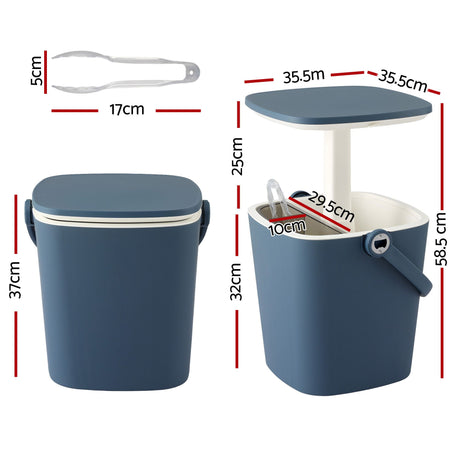 Goolwa 2 in 1 Ice Bucket Cooler Outdoor Bar Table, Blue