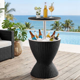 Victor Harbor 2 in 1 Ice Bucket Cooler Outdoor Bar Table, Black