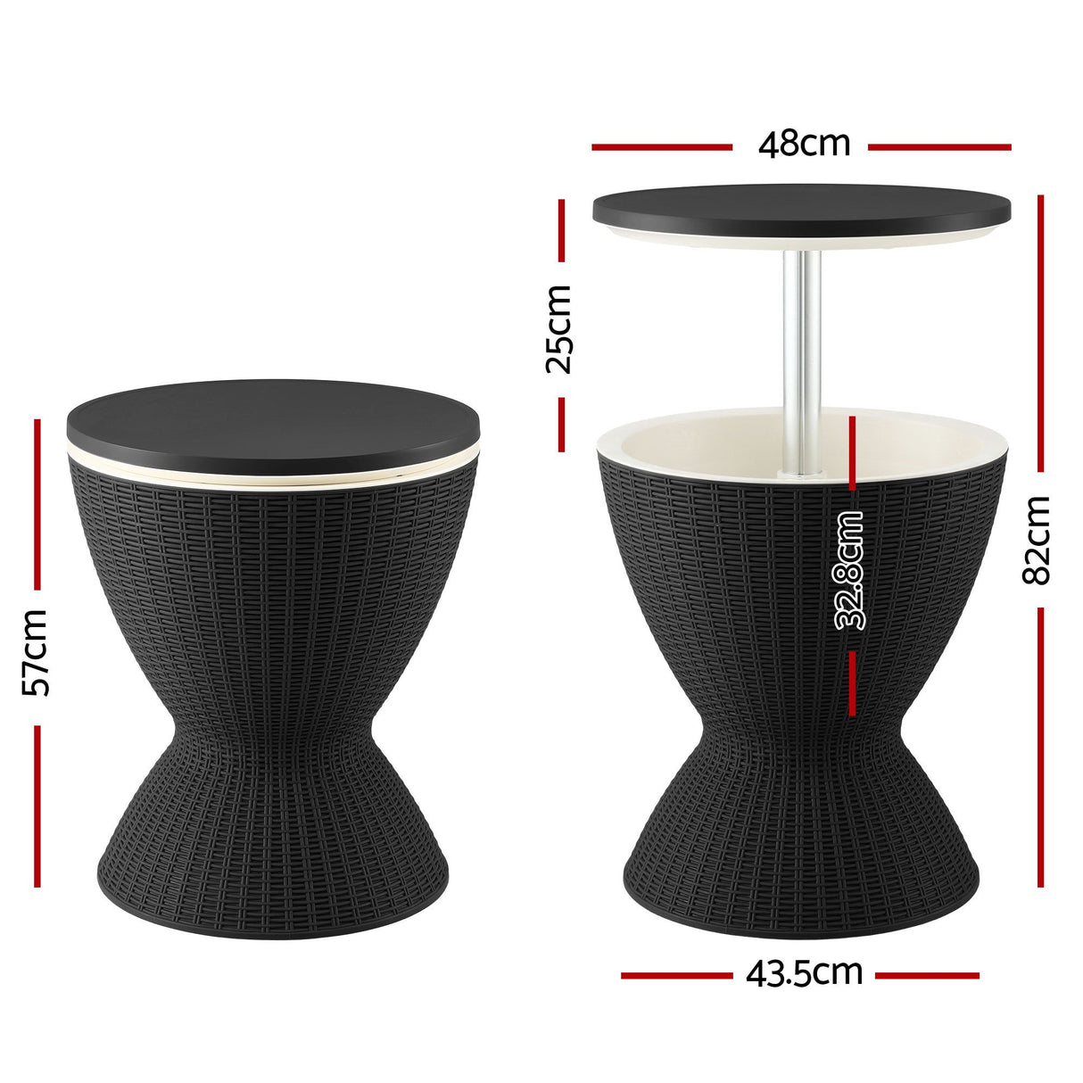 Victor Harbor 2 in 1 Ice Bucket Cooler Outdoor Bar Table, Black