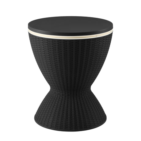 Victor Harbor 2 in 1 Ice Bucket Cooler Outdoor Bar Table, Black