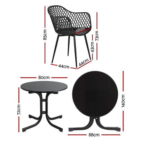 5 Piece Folding Outdoor Dining Set, Black, Diamond Weave Chairs, view 2