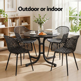 5 Piece Folding Outdoor Dining Set, Black, Diamond Weave Chairs, view 8