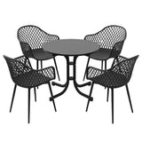 5 Piece Folding Outdoor Dining Set, Black, Diamond Weave Chairs, view 9