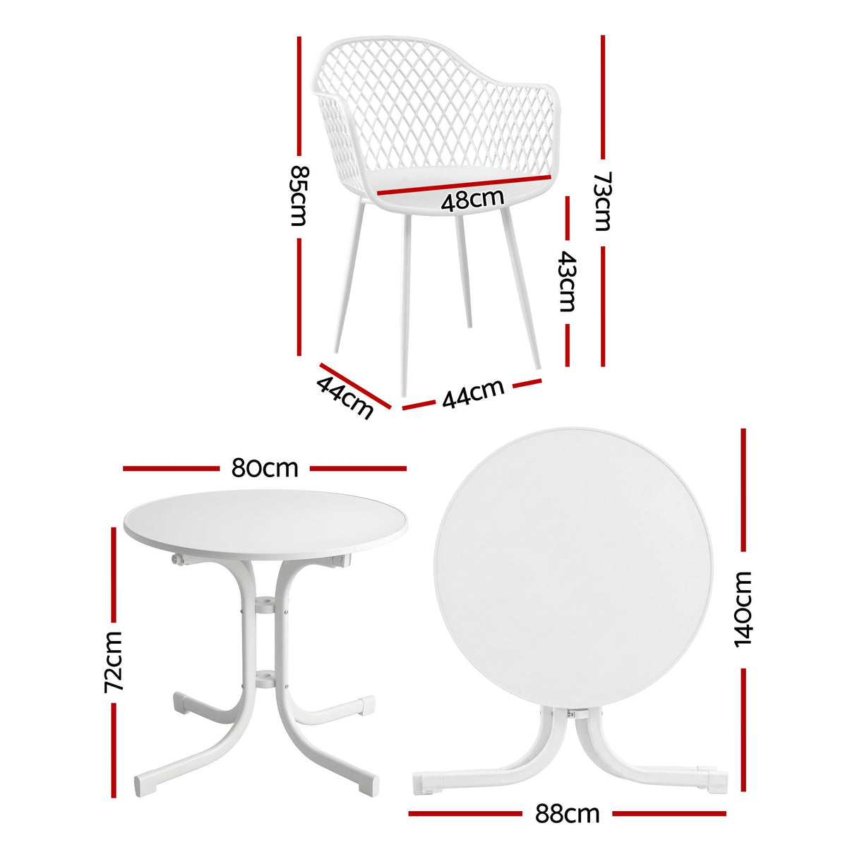 5 Piece Folding Outdoor Dining Set, White, Diamond Weave Chairs, view 2