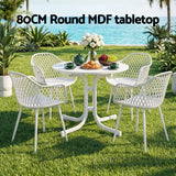 5 Piece Folding Outdoor Dining Set, White, Diamond Weave Chairs, view 4
