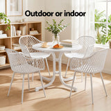 5 Piece Folding Outdoor Dining Set, White, Diamond Weave Chairs, view 8
