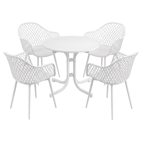 5 Piece Folding Outdoor Dining Set, White, Diamond Weave Chairs, view 9