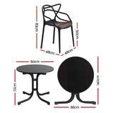 5 Piece Folding Outdoor Dining Set, Black, Cross Weave Chairs, view 2
