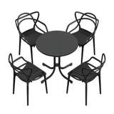 5 Piece Folding Outdoor Dining Set, Black, Cross Weave Chairs, view 3