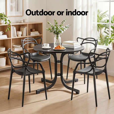 5 Piece Folding Outdoor Dining Set, Black, Cross Weave Chairs, view 8