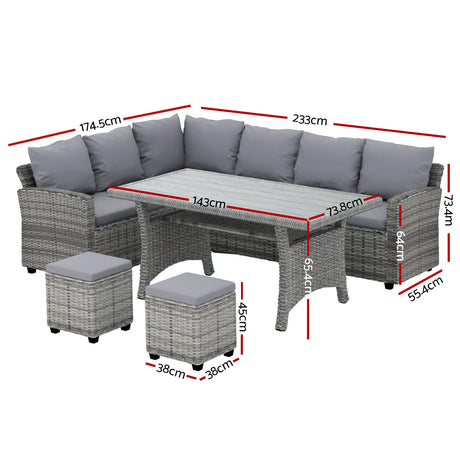 Gardeon 8 Seater Outdoor Wicker Dining Set Table and Chairs — Allure Home Collections