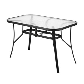 Willunga Tempered Glass Outdoor Dining Table, Black 120cm