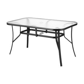 Willunga Tempered Glass Outdoor Dining Table, Black 140cm