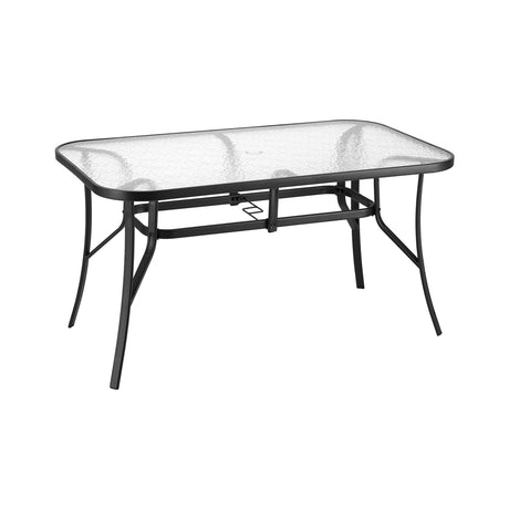 Willunga Tempered Glass Outdoor Dining Table, Black 140cm